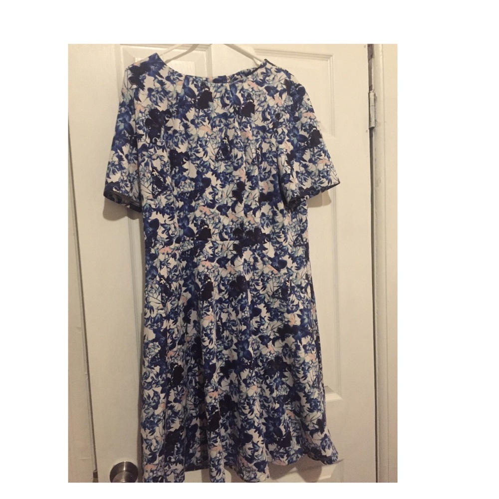 Butterfly & floral fit & flare dress